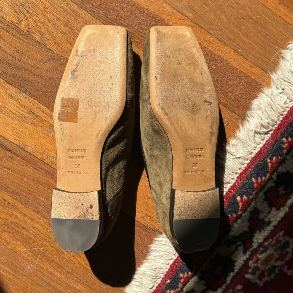 Mansur Gavriel Olive Suede Square Toe Ballerina — EU 36 New In Box - Picture 2 of 4